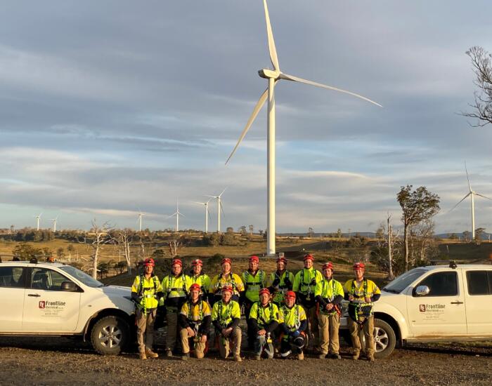 Frontline Electrical team at Cattle Hill Wind Farm