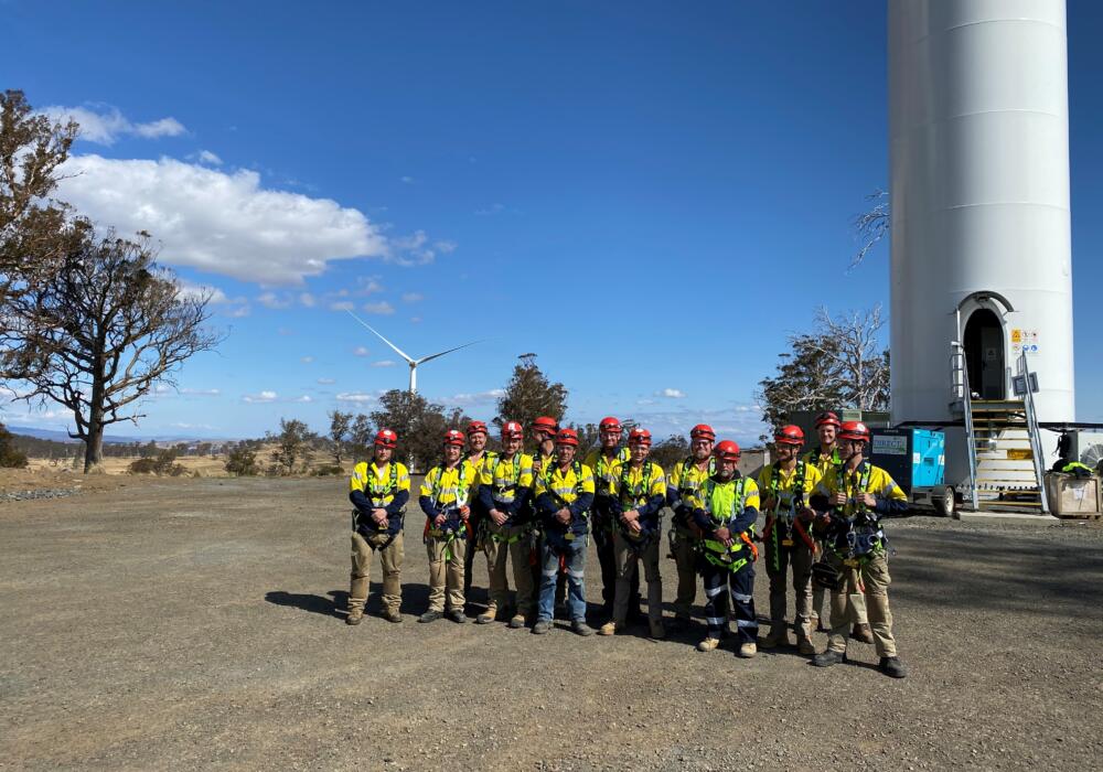 Frontline Electrical team at Cattle Hill Wind Farm