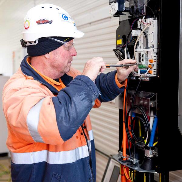 Gordon McKay industrial electrician working on project